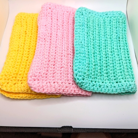 💞2/$20 HAND CRAFTED Crochetd All Purpose 100% Cottn Reusble Bath or Dish Cloths - Picture 1 of 10